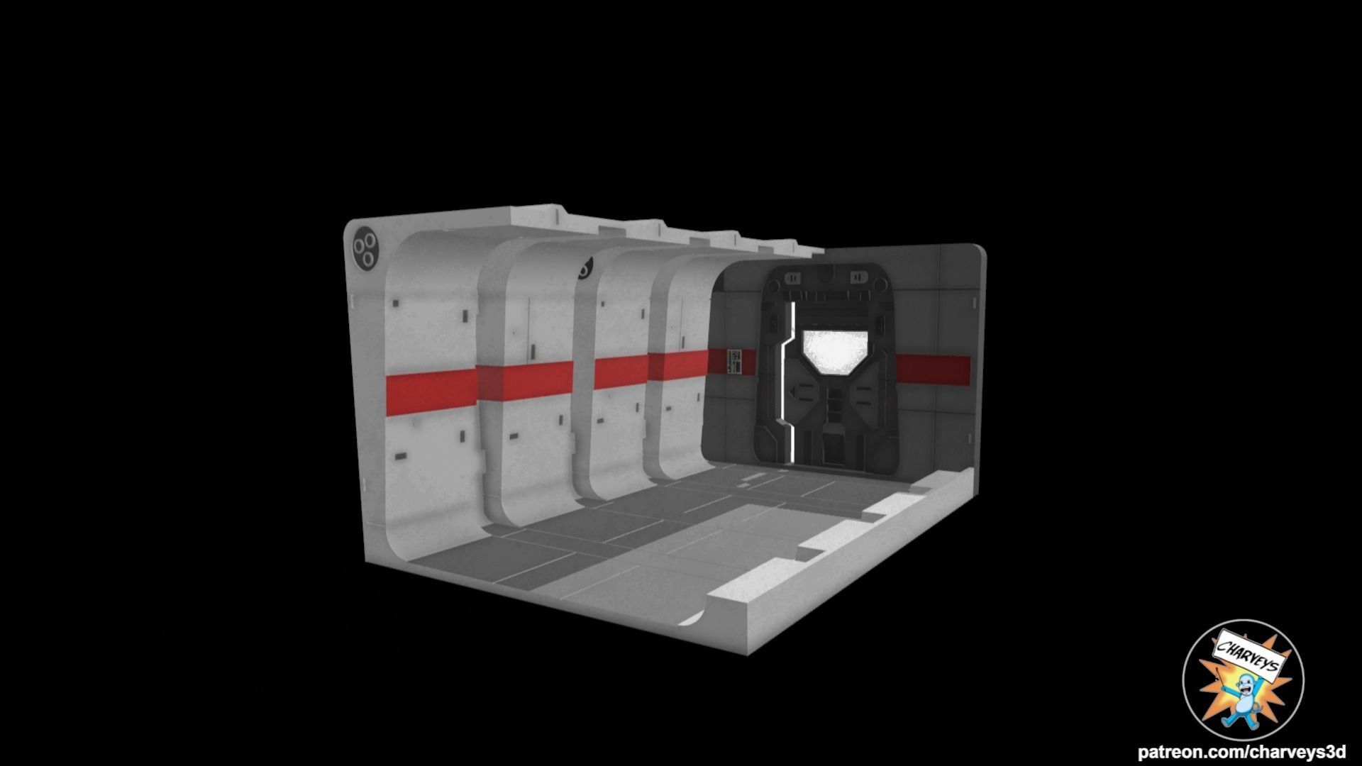 Star Wars Profundity Corridor Diorama for 375 and 6 inch figures 3D print model_2