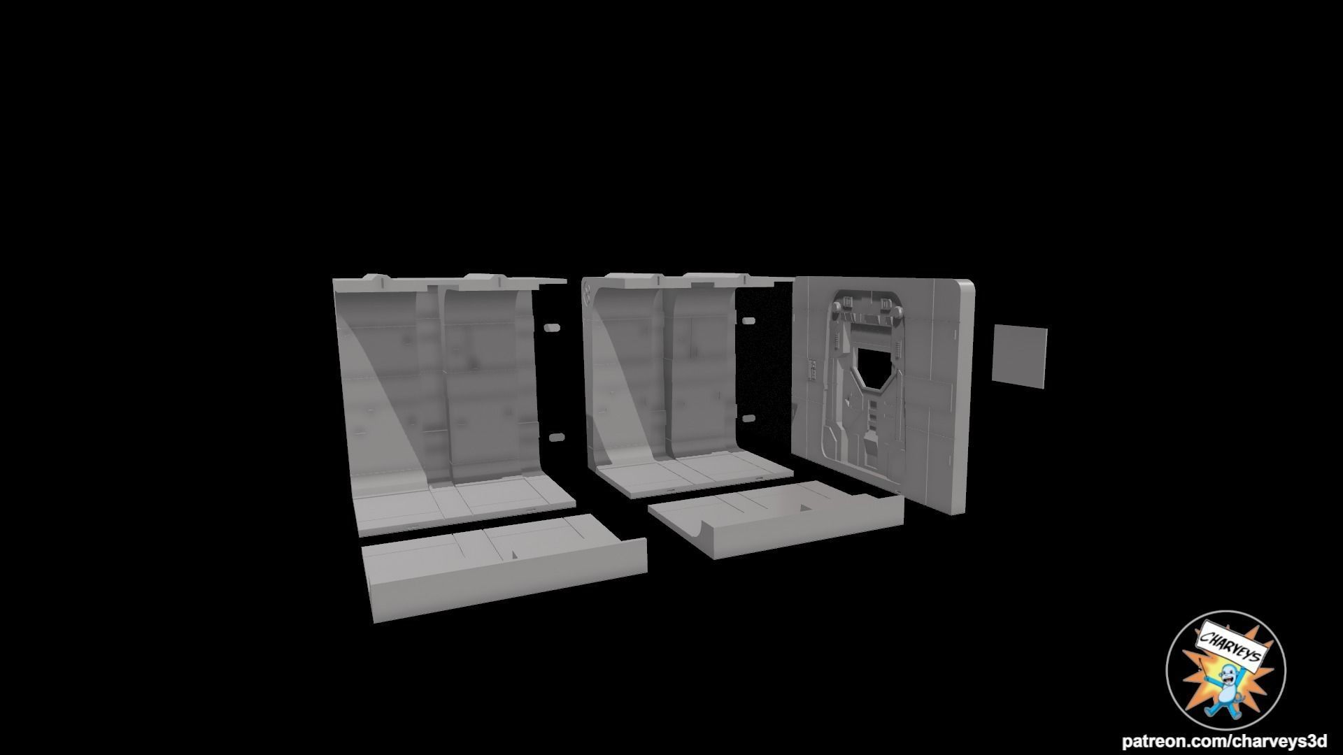 Star Wars Profundity Corridor Diorama for 375 and 6 inch figures 3D print model_4