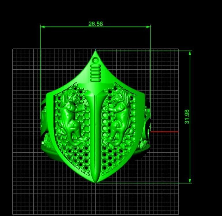 Custom Lion and Sword Rings 3D print model_10