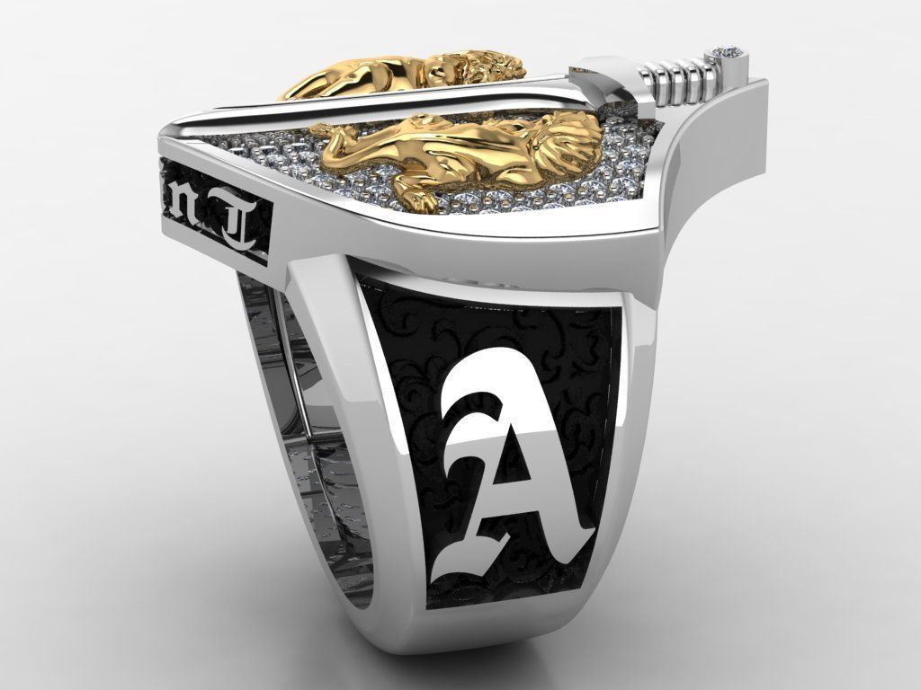 Custom Lion and Sword Rings 3D print model_3