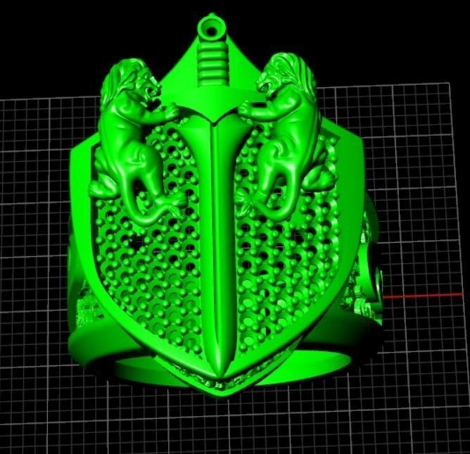 Custom Lion and Sword Rings 3D print model_7