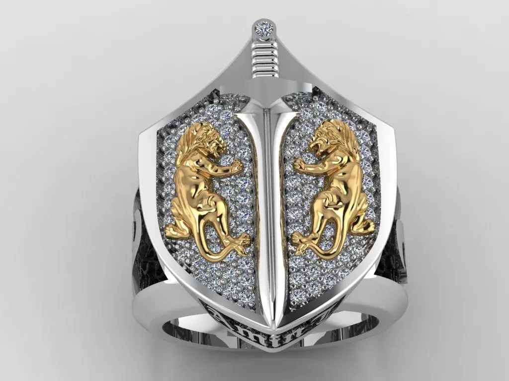 Custom Lion and Sword Rings 3D print model_0