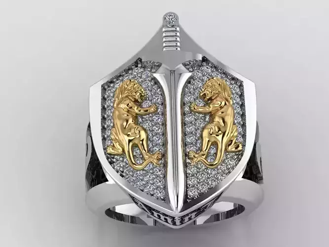 Custom Lion and Sword Rings