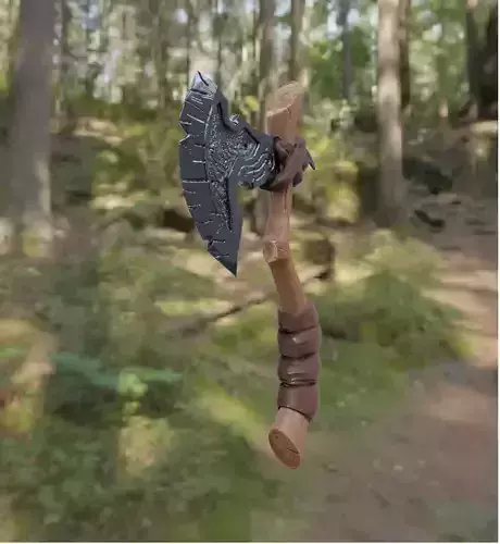 highpoly axes viking axe in woods