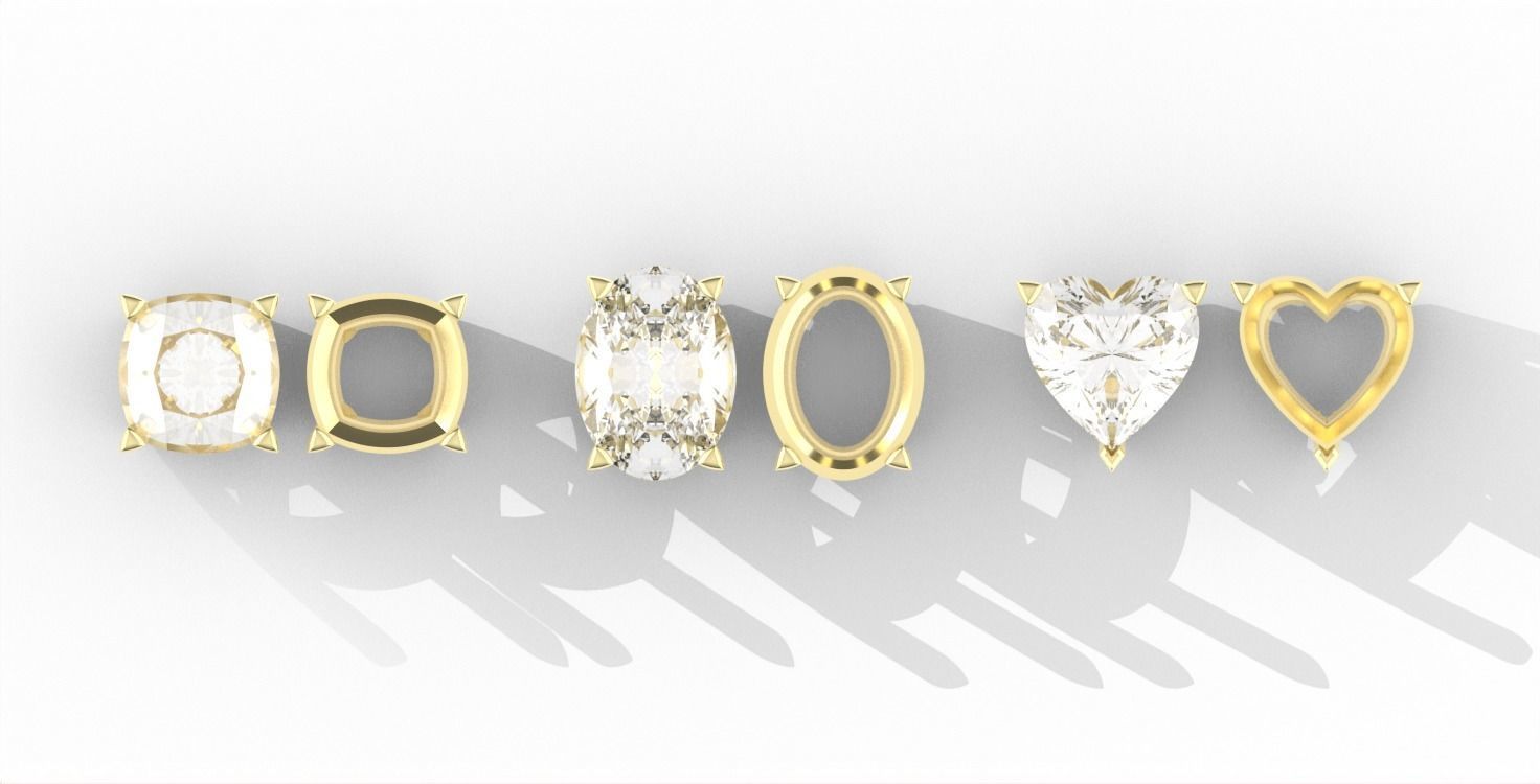 Stone Settings Collection  Semi-finished Chaton 3D print model_1