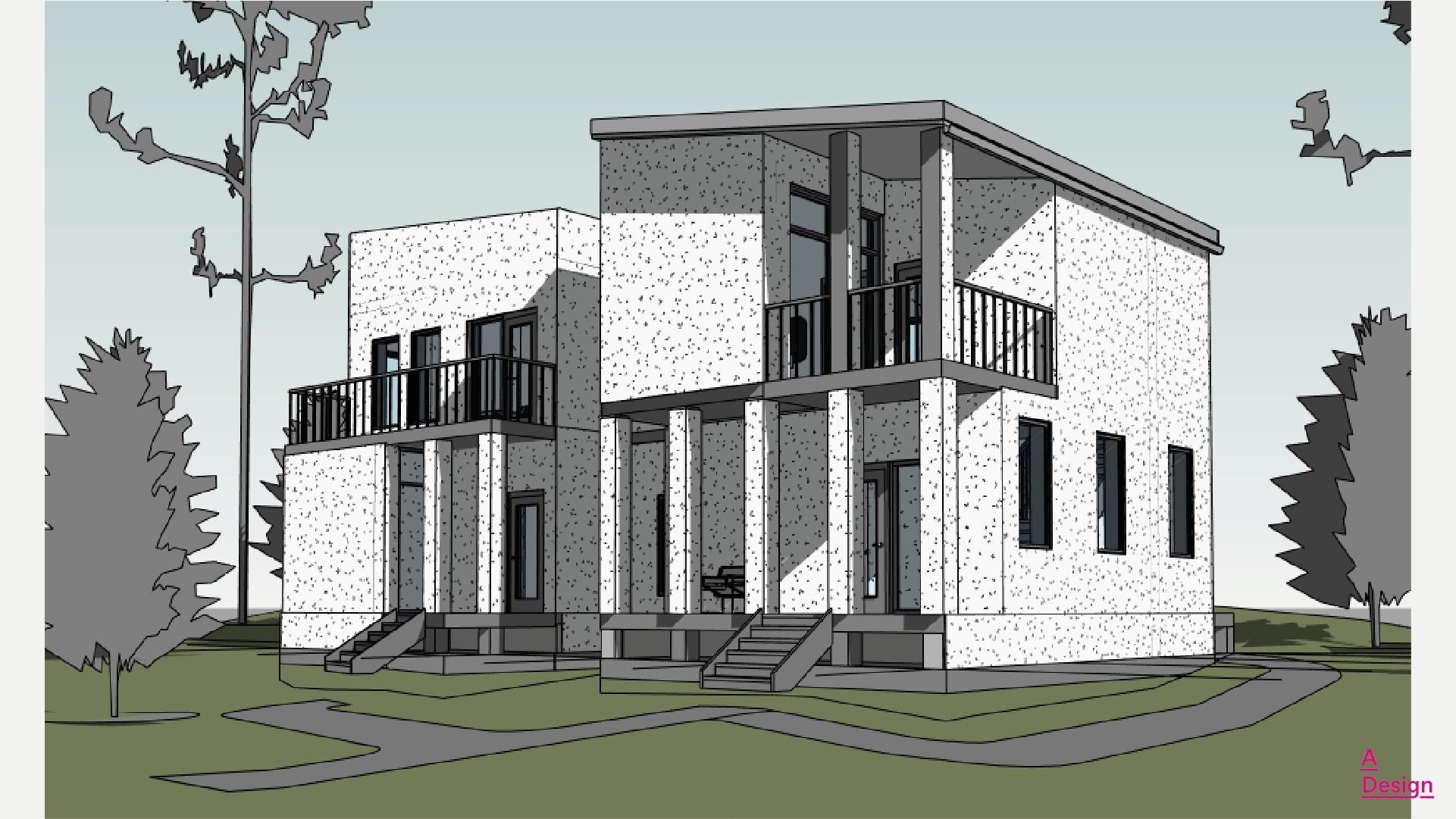 Two houses - Revit 3D model_6