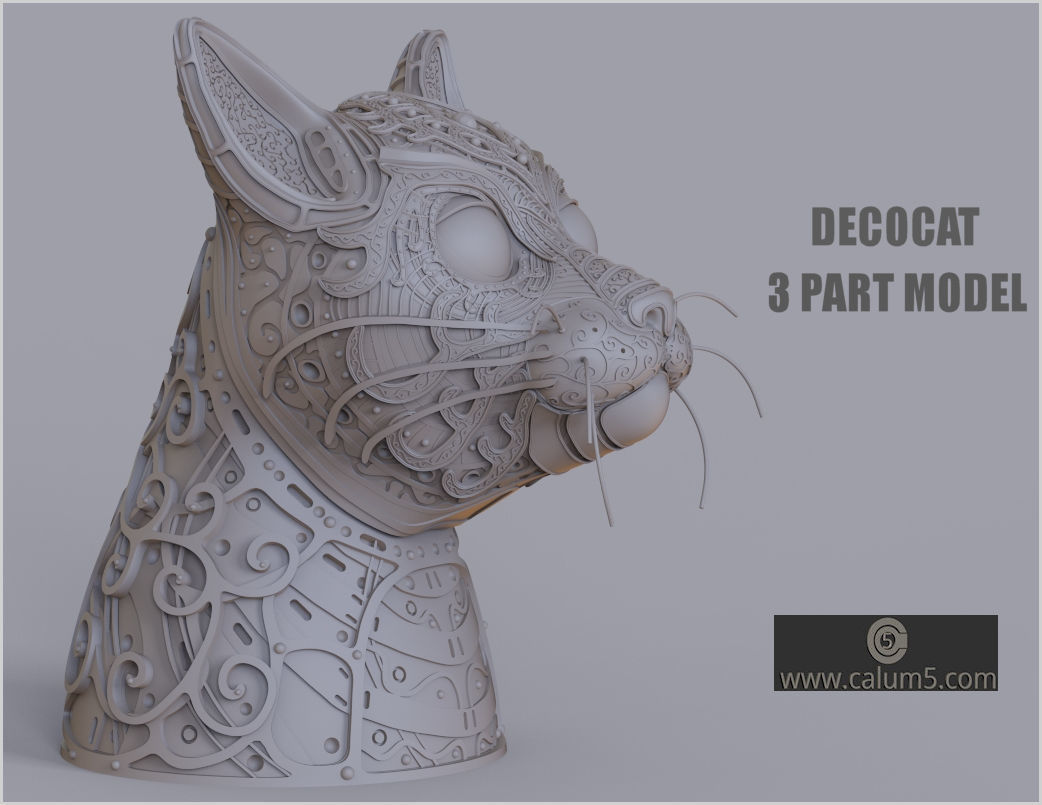 DecoCat cat bust 3D print model_3