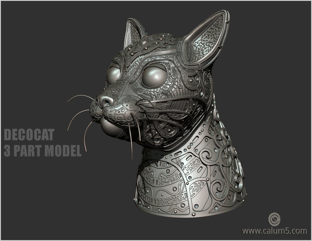 DecoCat cat bust 3D print model_11