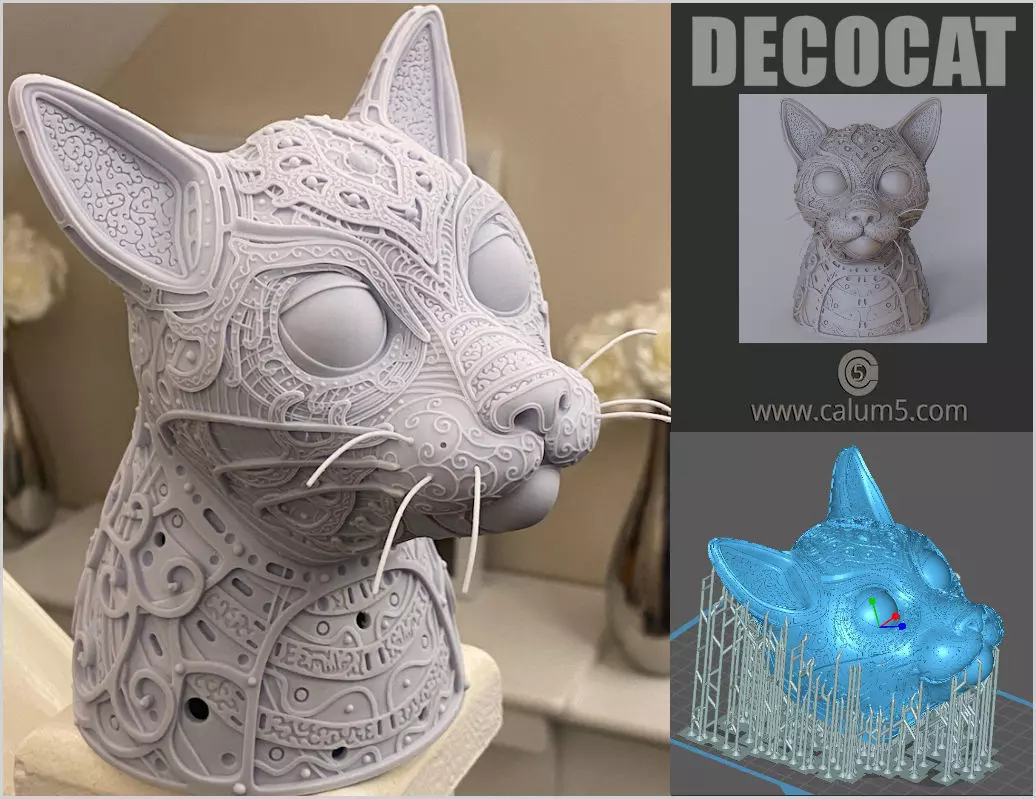 DecoCat cat bust 3D print model_0