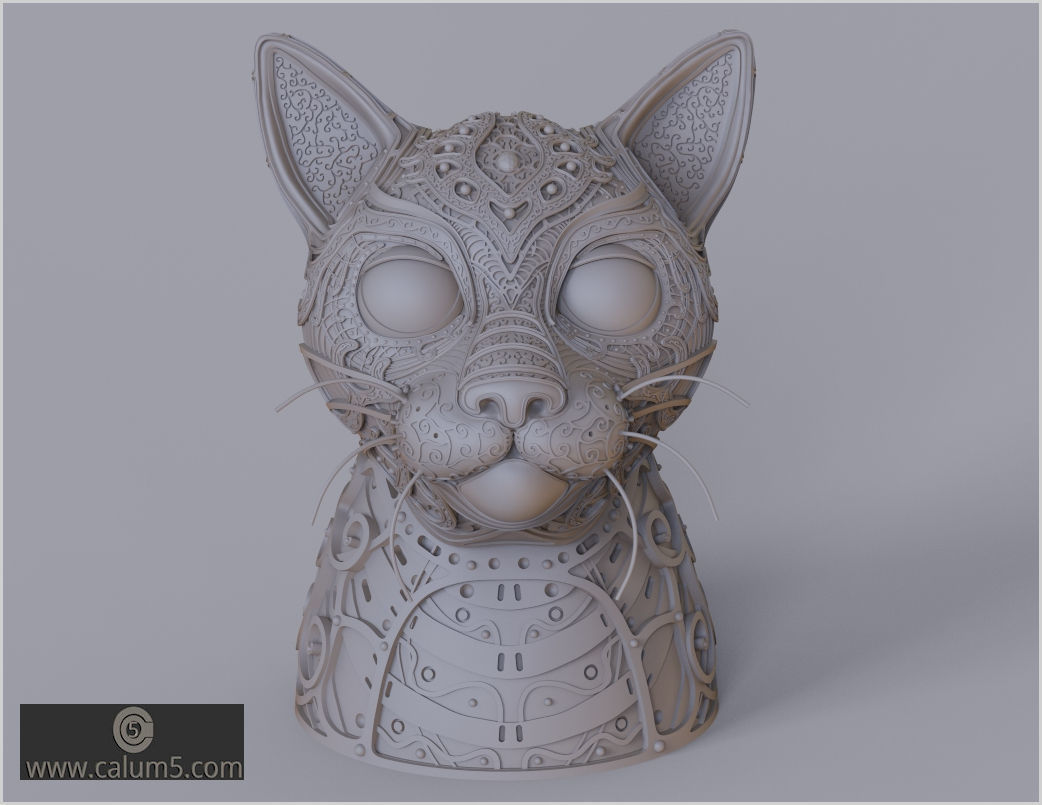 DecoCat cat bust 3D print model_4