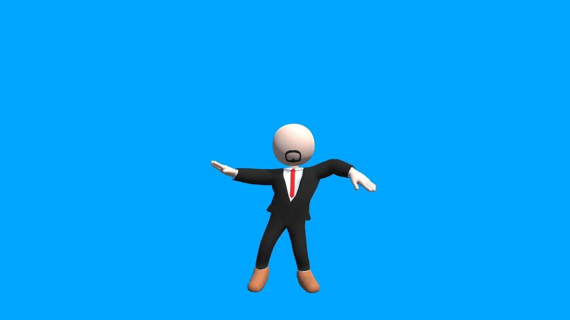 Business Man - Simple Low Poly Stickman Character - 3D Model Low-poly 3D model_1