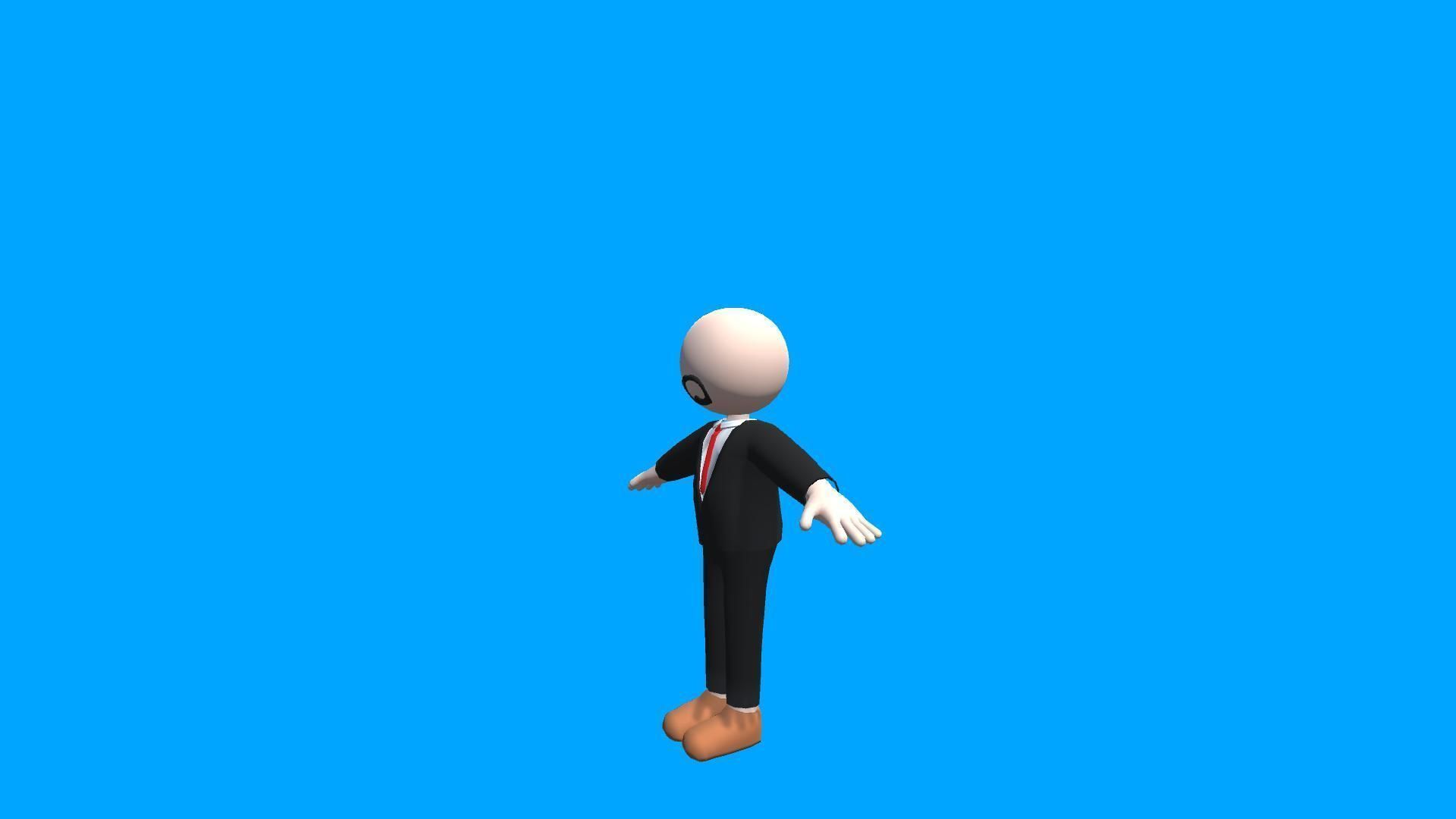 Business Man - Simple Low Poly Stickman Character - 3D Model Low-poly 3D model_3