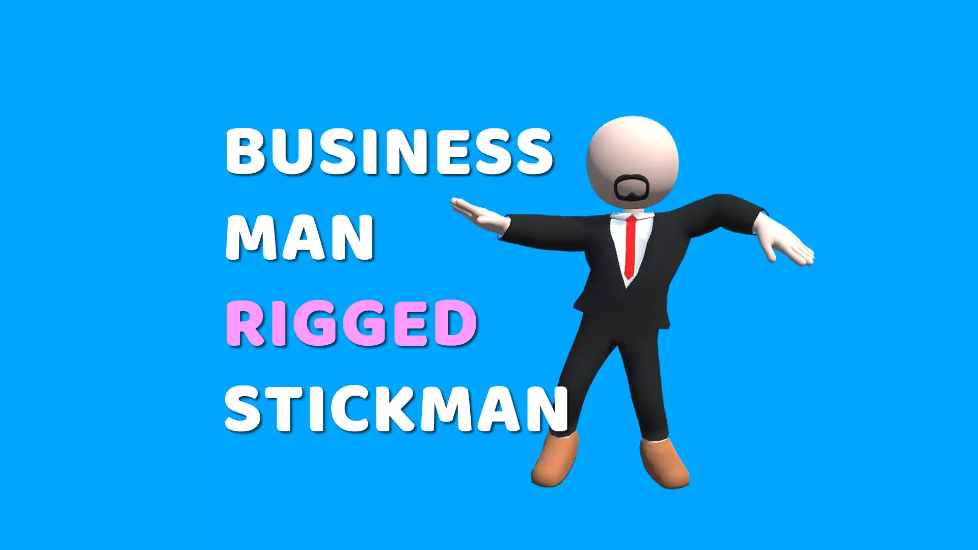 Business Man - Simple Low Poly Stickman Character - 3D Model Low-poly 3D model_0
