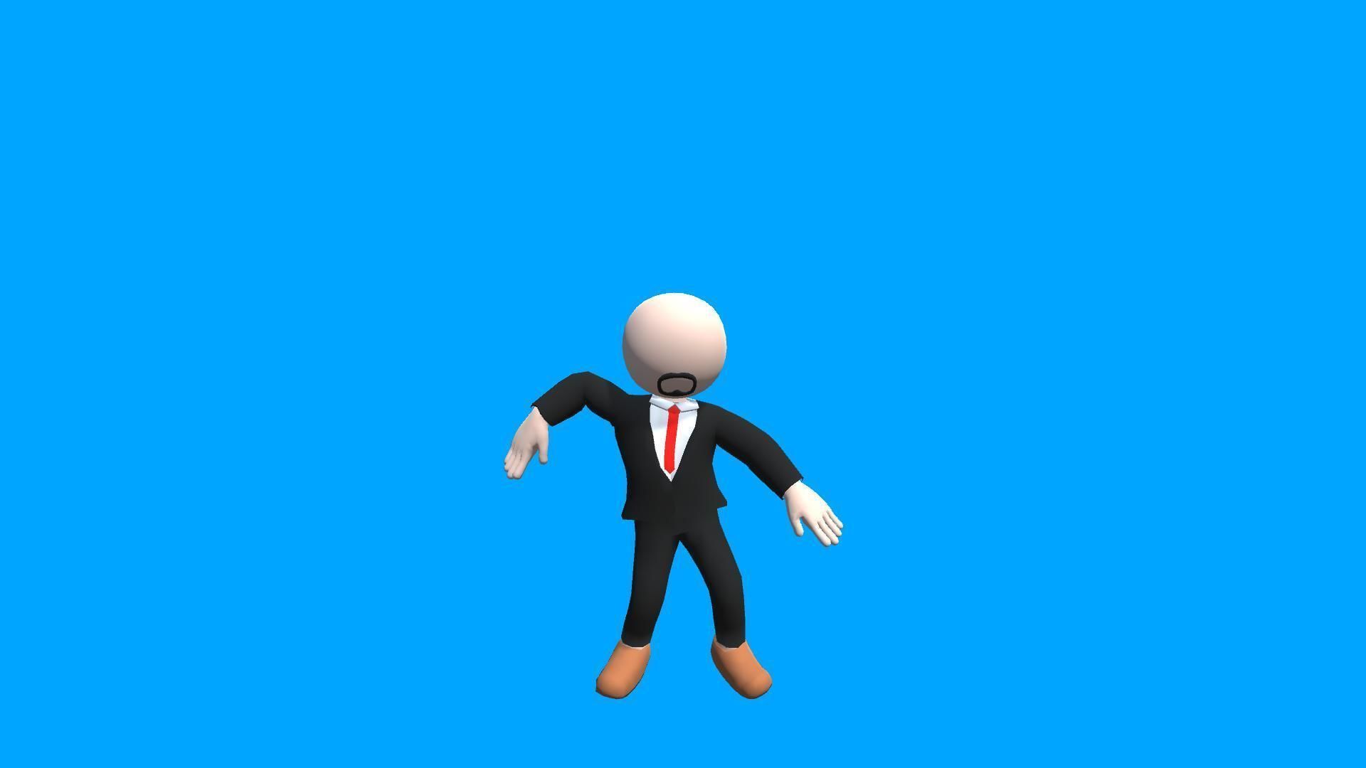 Business Man - Simple Low Poly Stickman Character - 3D Model Low-poly 3D model_2