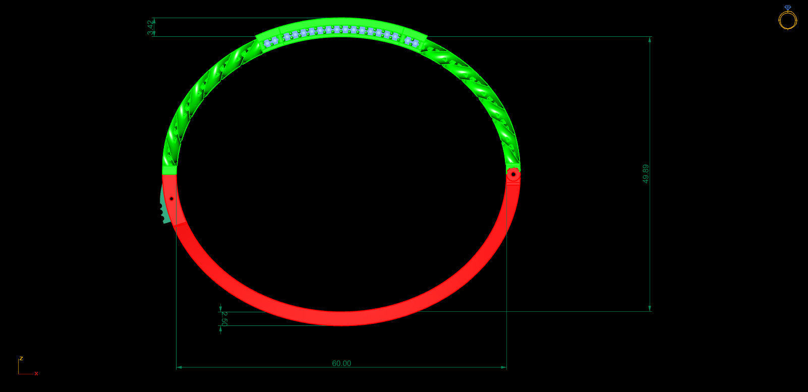 bracelet gold with diamonds 3D print model_4