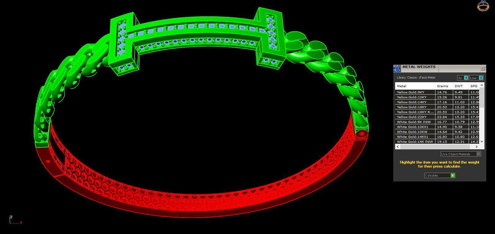 bracelet gold with diamonds 3D print model_3