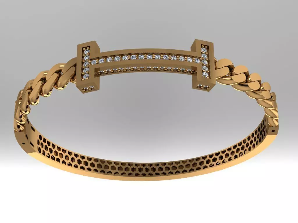 bracelet gold with diamonds 3D print model_0