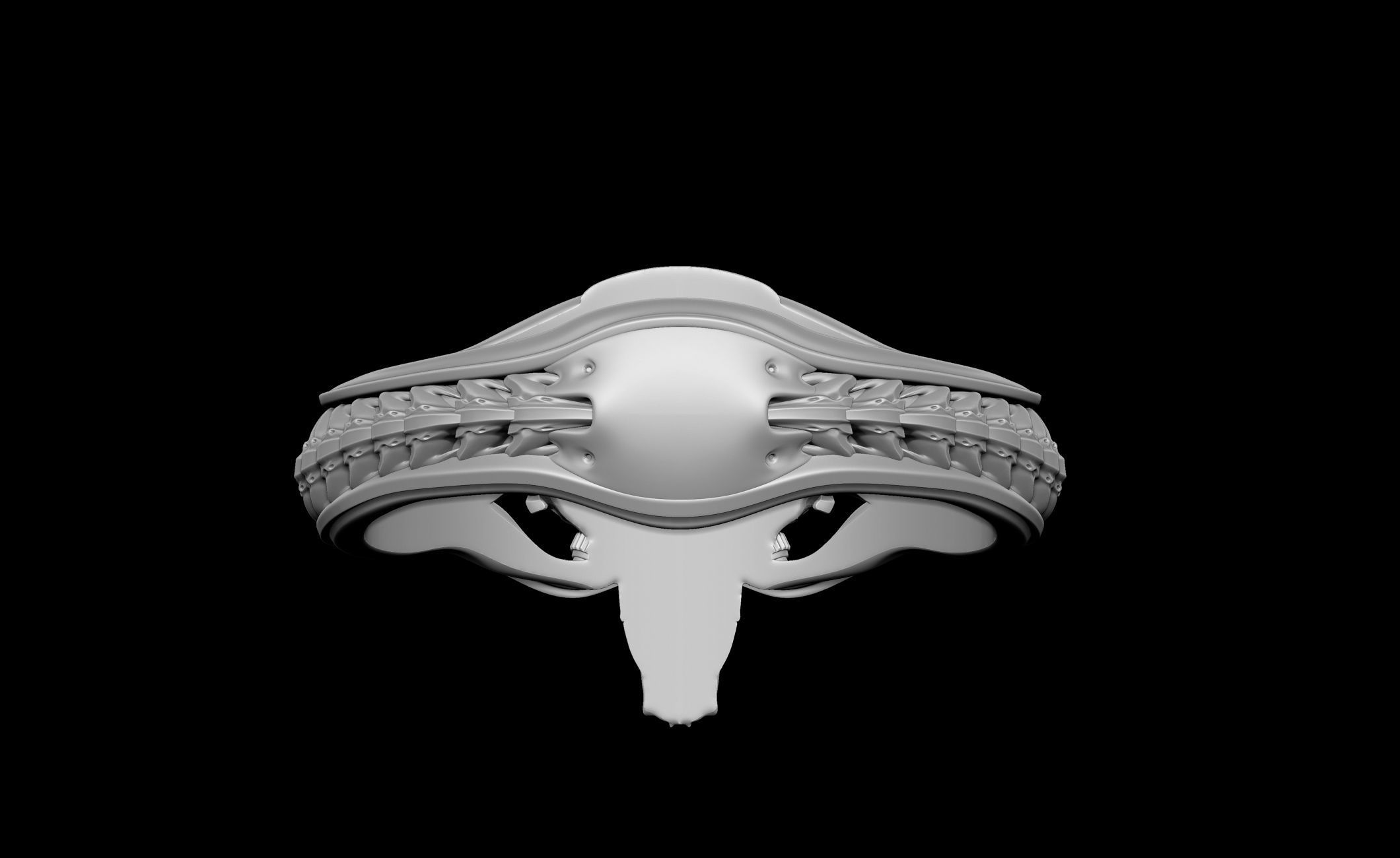 Pilot Skull Biomachanic Ring  3D print model_11