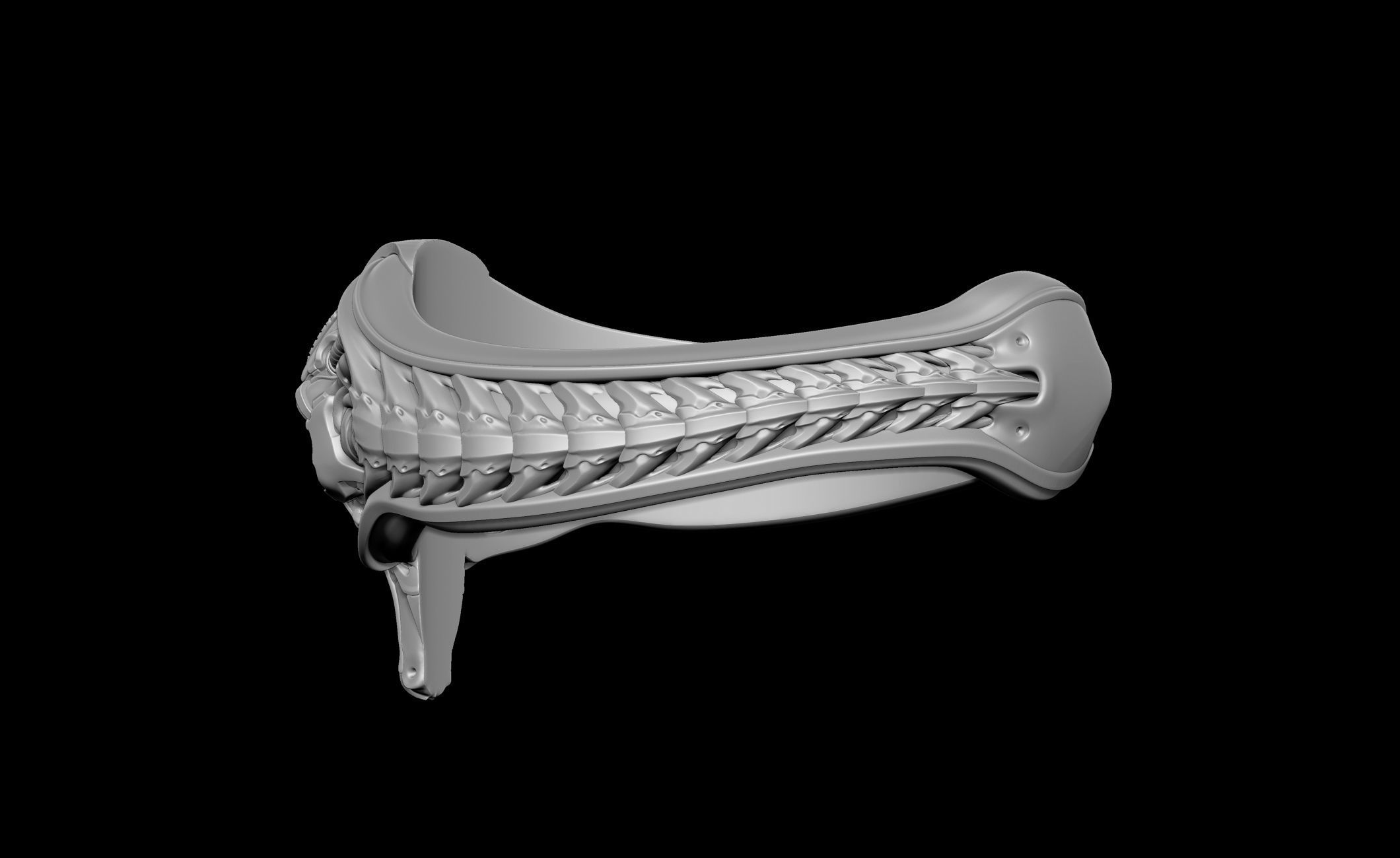 Pilot Skull Biomachanic Ring  3D print model_8