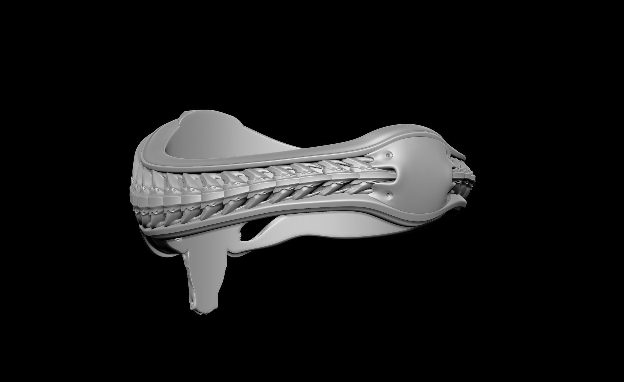 Pilot Skull Biomachanic Ring  3D print model_9