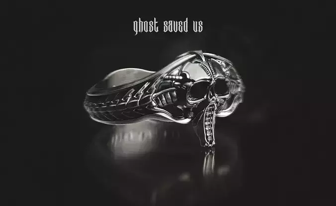 Pilot Skull Biomachanic Ring  3D print model