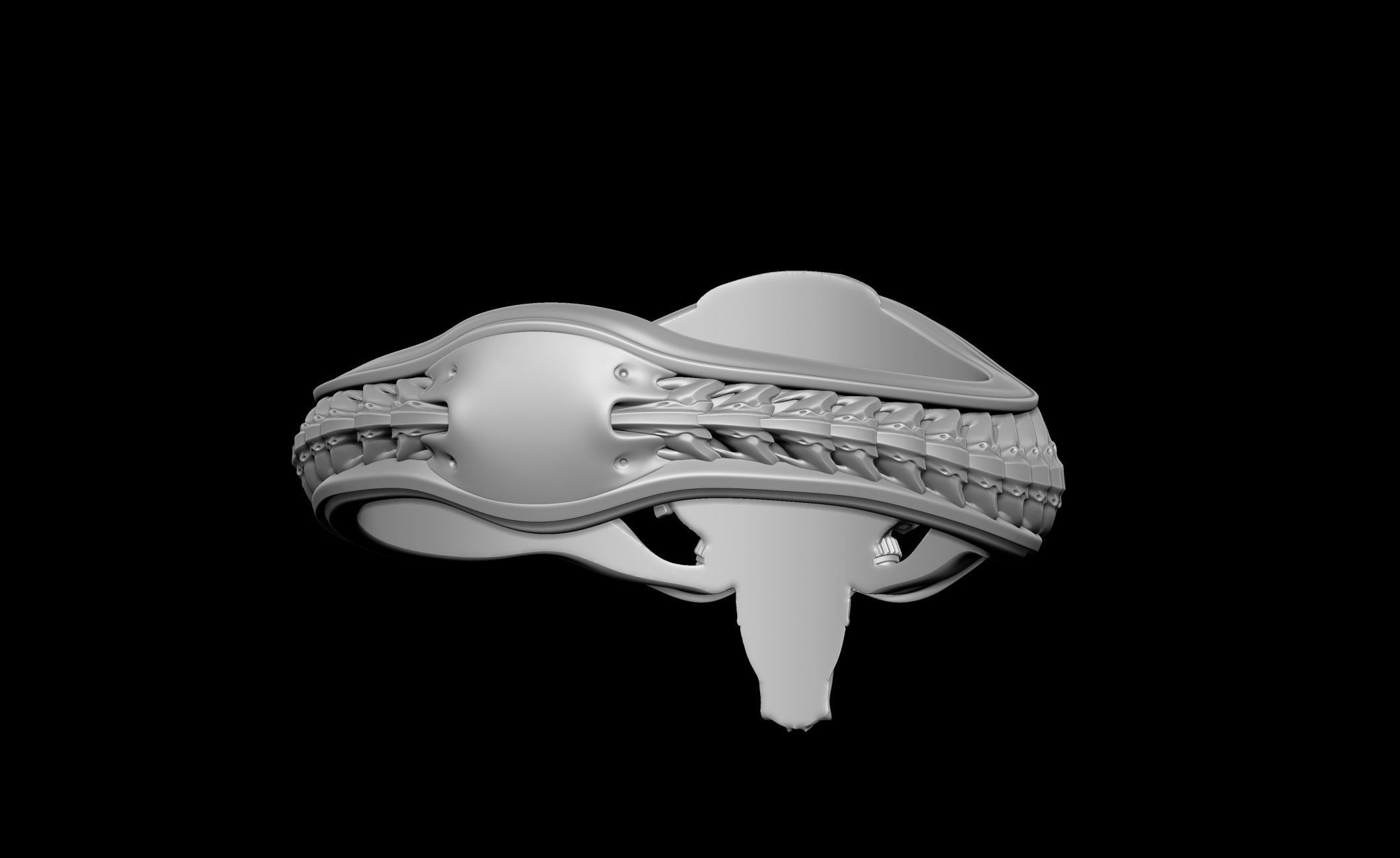 Pilot Skull Biomachanic Ring  3D print model_12