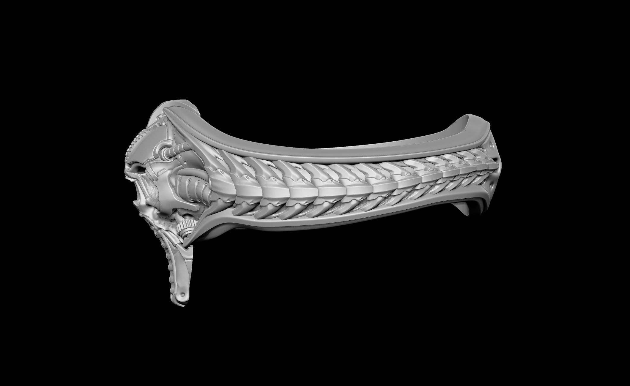 Pilot Skull Biomachanic Ring  3D print model_6