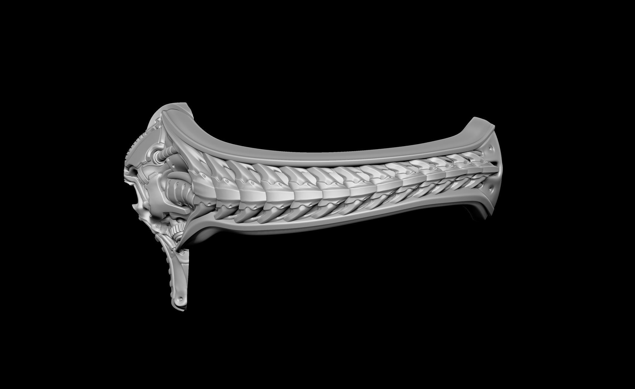 Pilot Skull Biomachanic Ring  3D print model_7