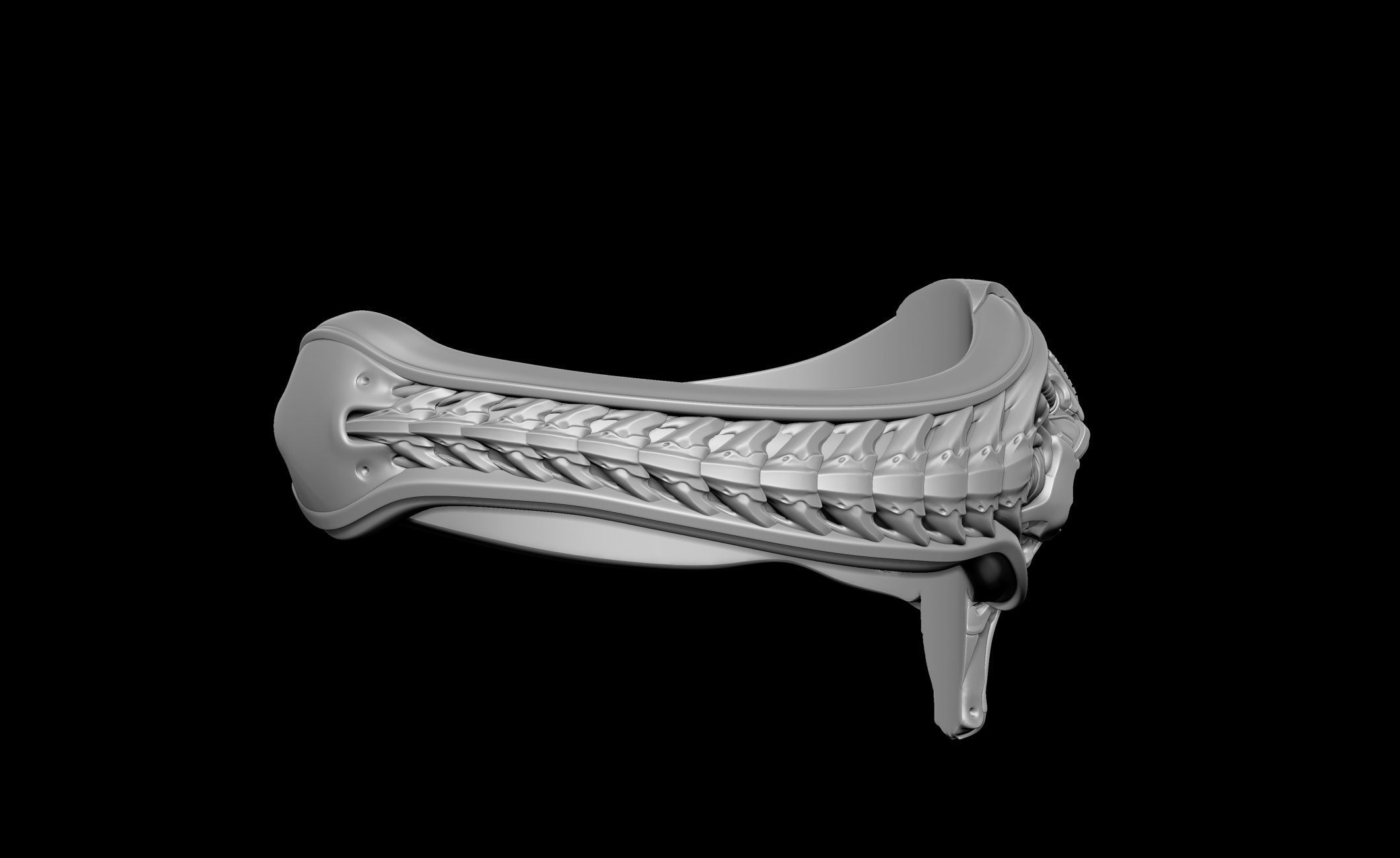 Pilot Skull Biomachanic Ring  3D print model_14