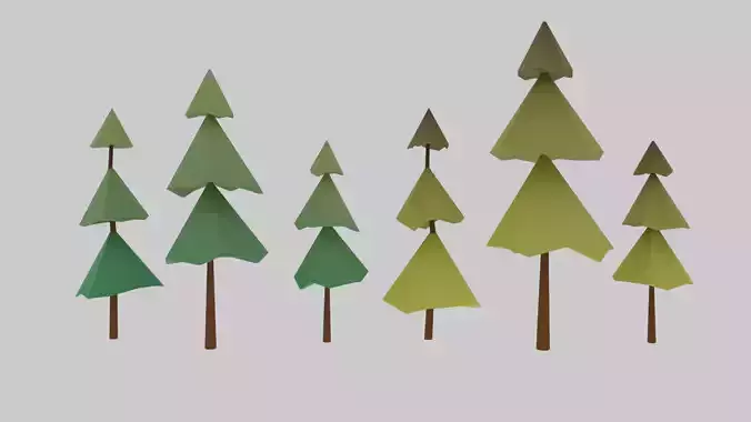 Pine low-poly 3D models pack