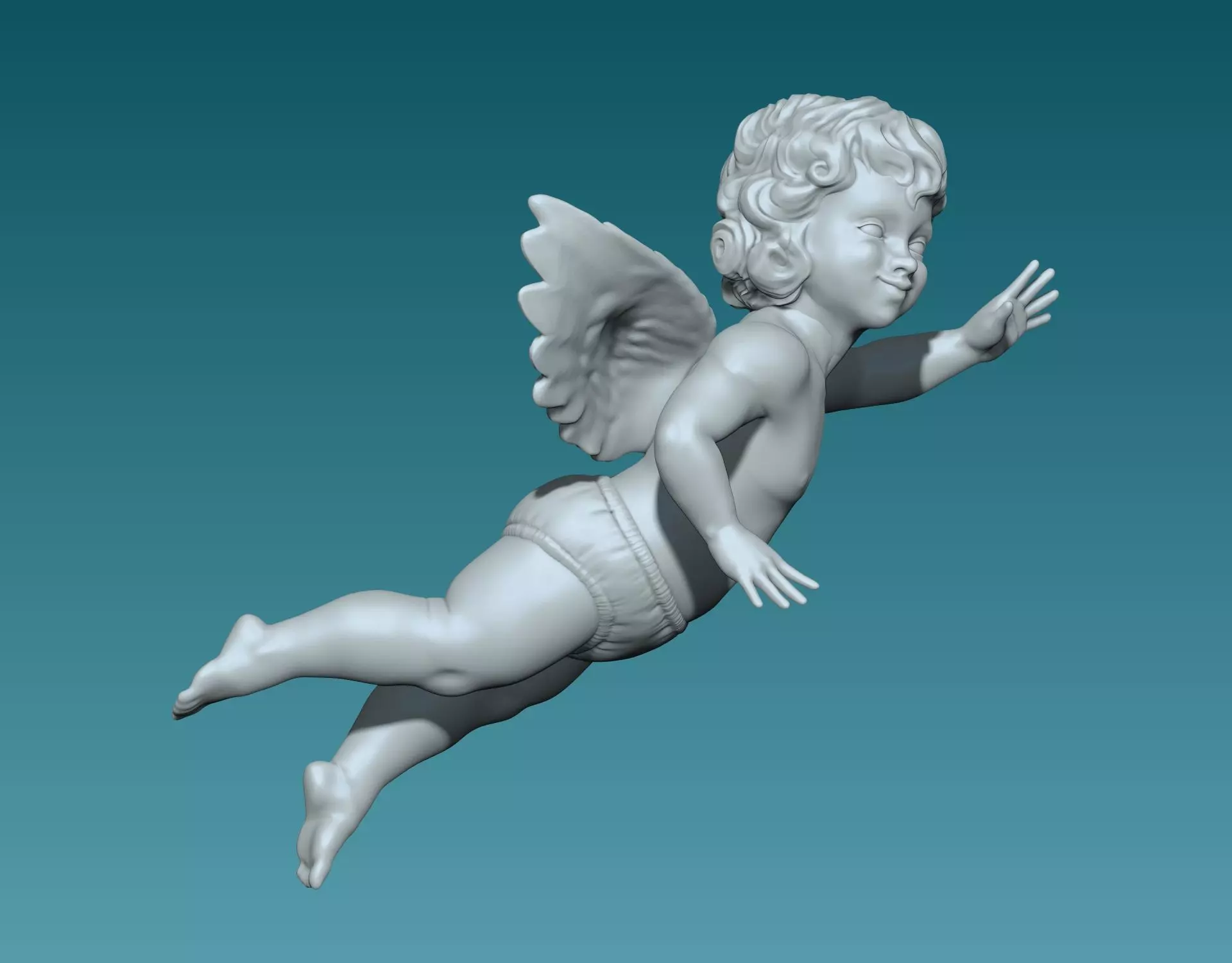 Angel cupid flying in air 3D model