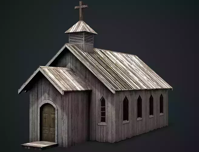 Old Wooden Church - Low Poly Game Ready