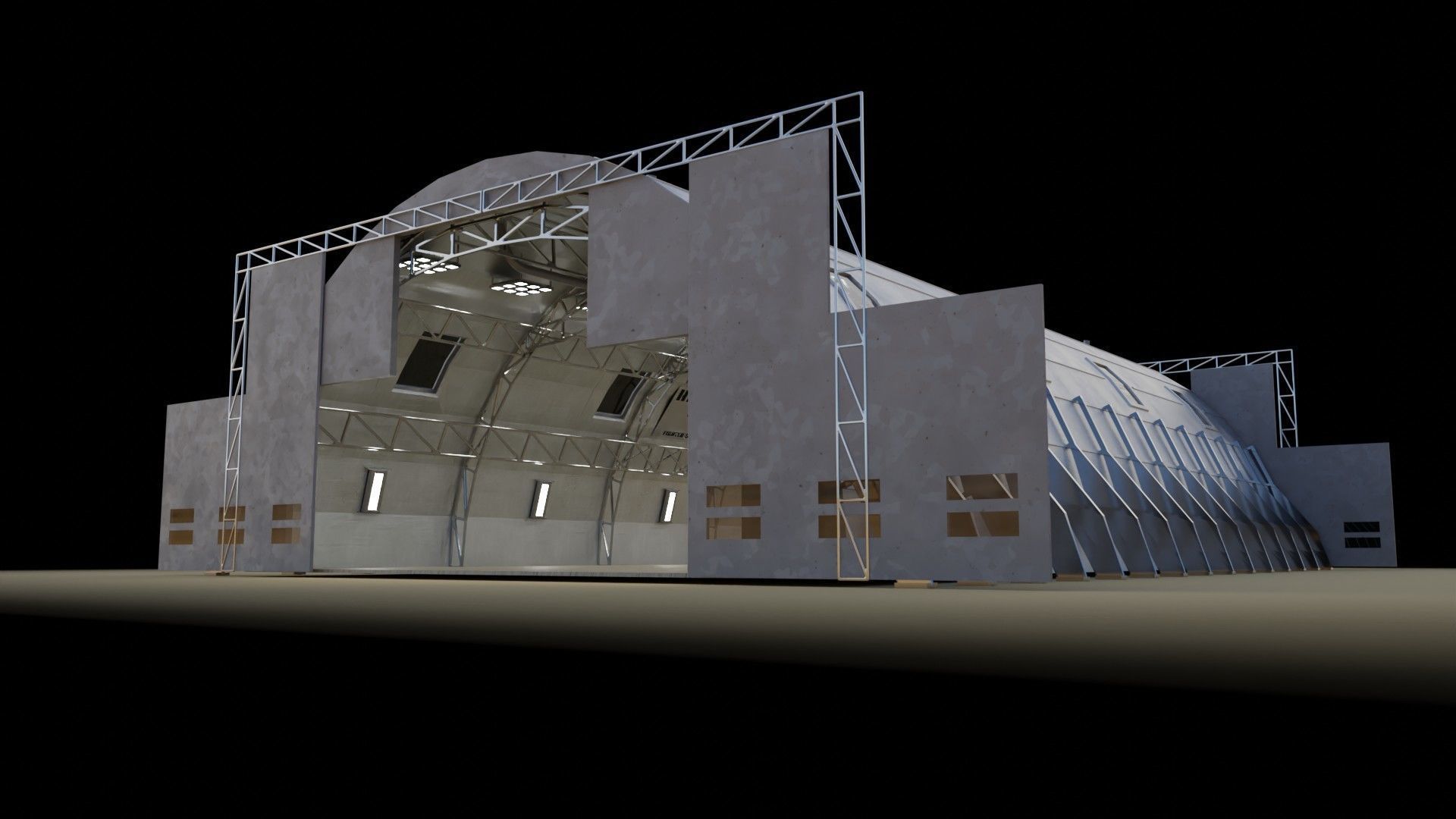 Hangar building 3D model_5