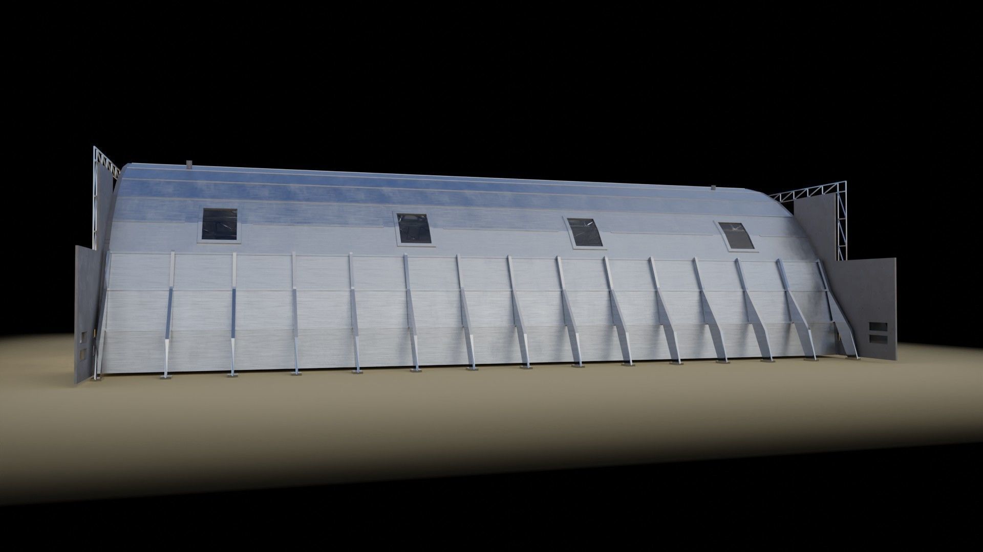 Hangar building 3D model_2