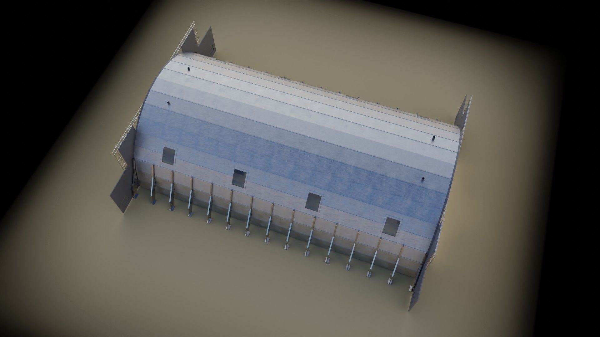 Hangar building 3D model_4