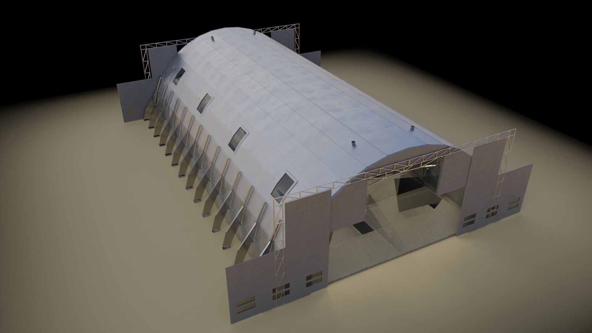 Hangar building 3D model_1