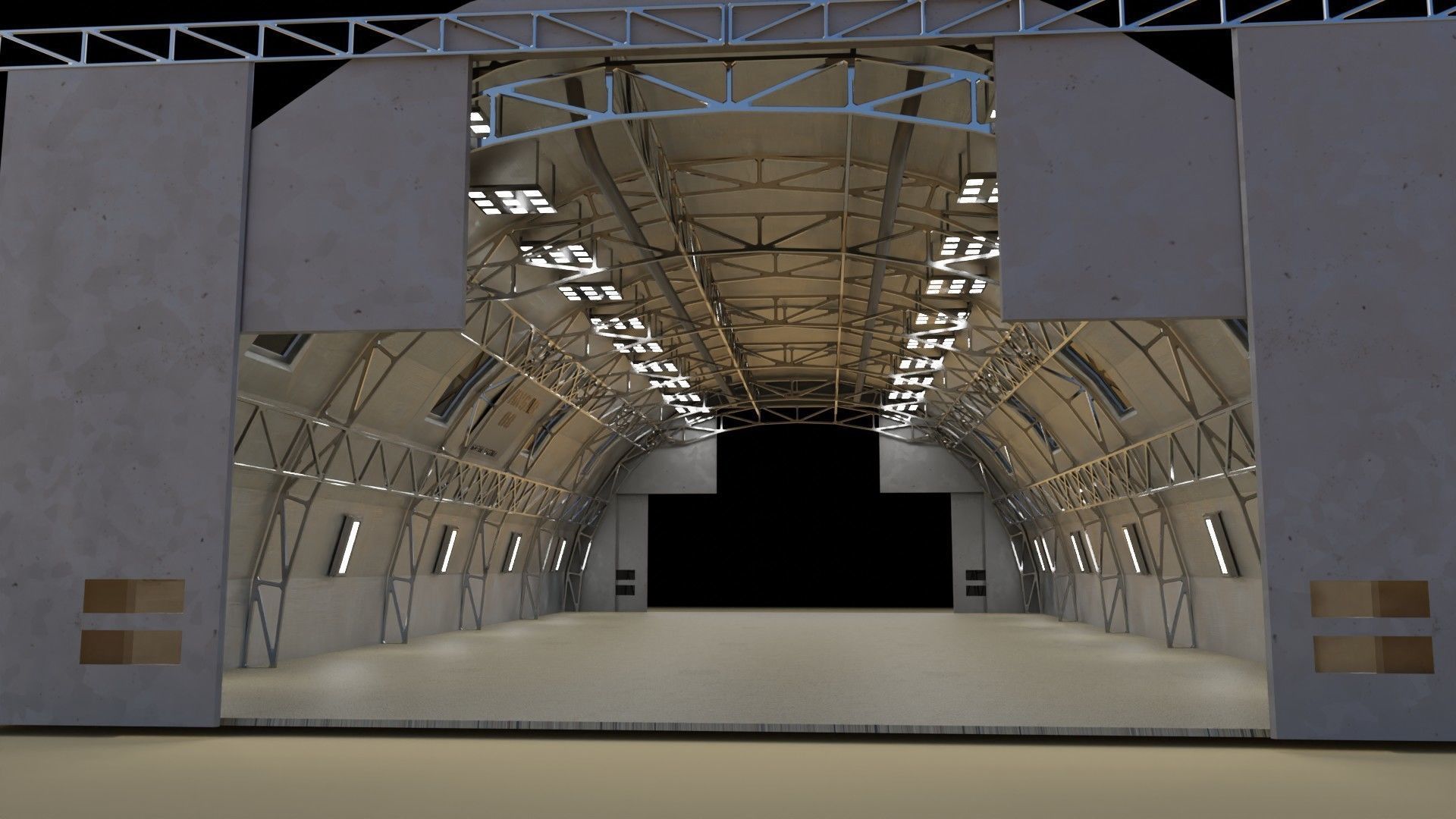 Hangar building 3D model_6