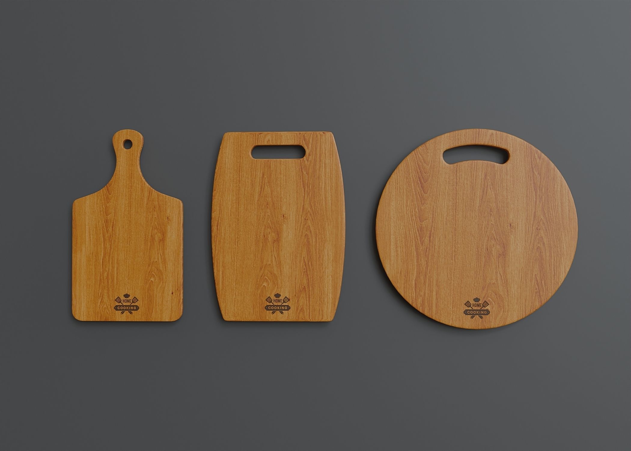Set of wooden kitchen cutting boards Low-poly 3D model_3
