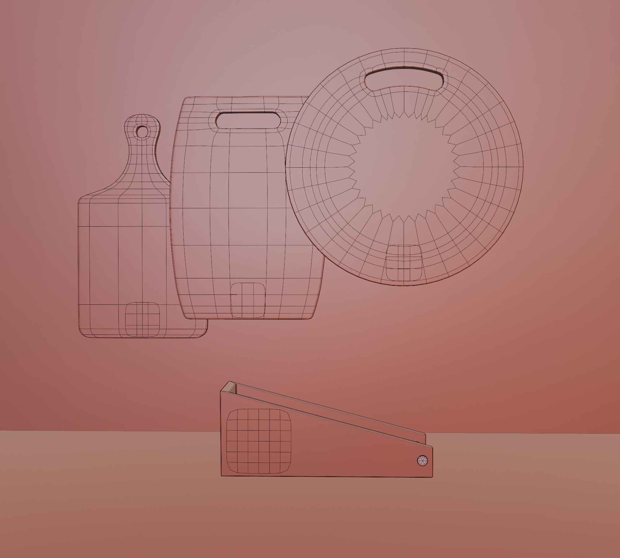 Set of wooden kitchen cutting boards Low-poly 3D model_6