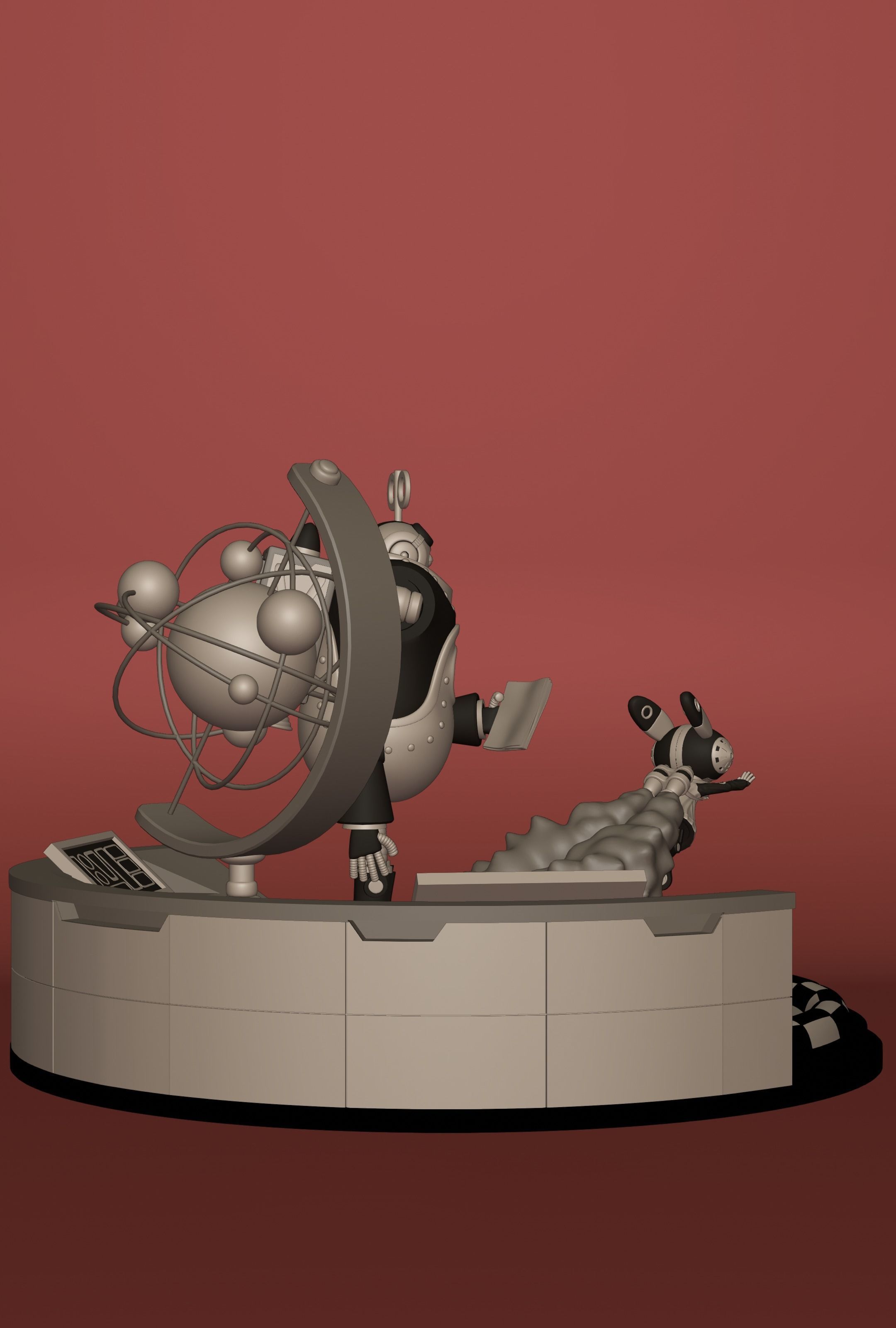 ONE PIECE VEGAPUNK PYTHAGORAS AND EDISON FIGURE SCULPT Low-poly 3D model_6