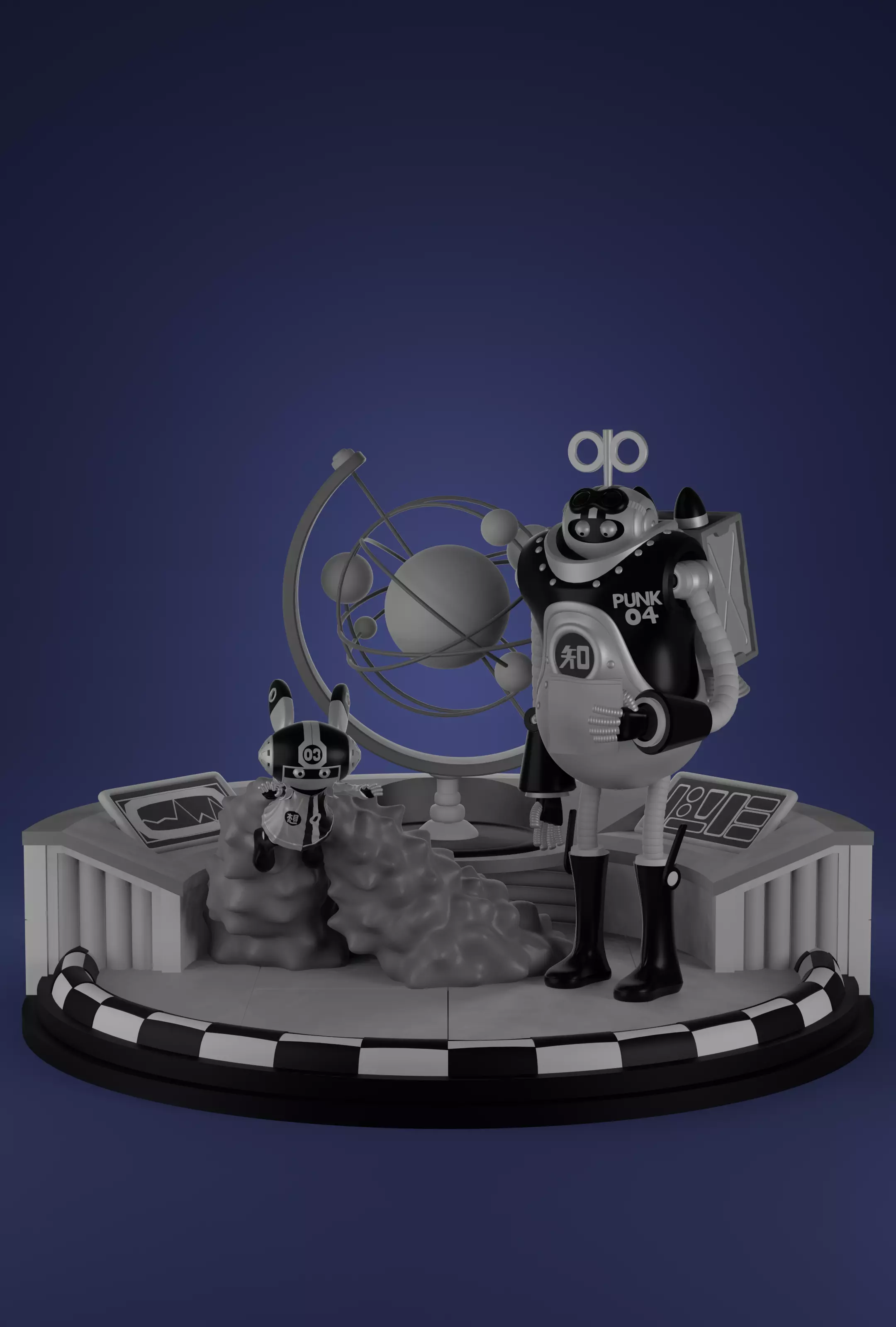 ONE PIECE VEGAPUNK PYTHAGORAS AND EDISON FIGURE SCULPT Low-poly 3D model_0