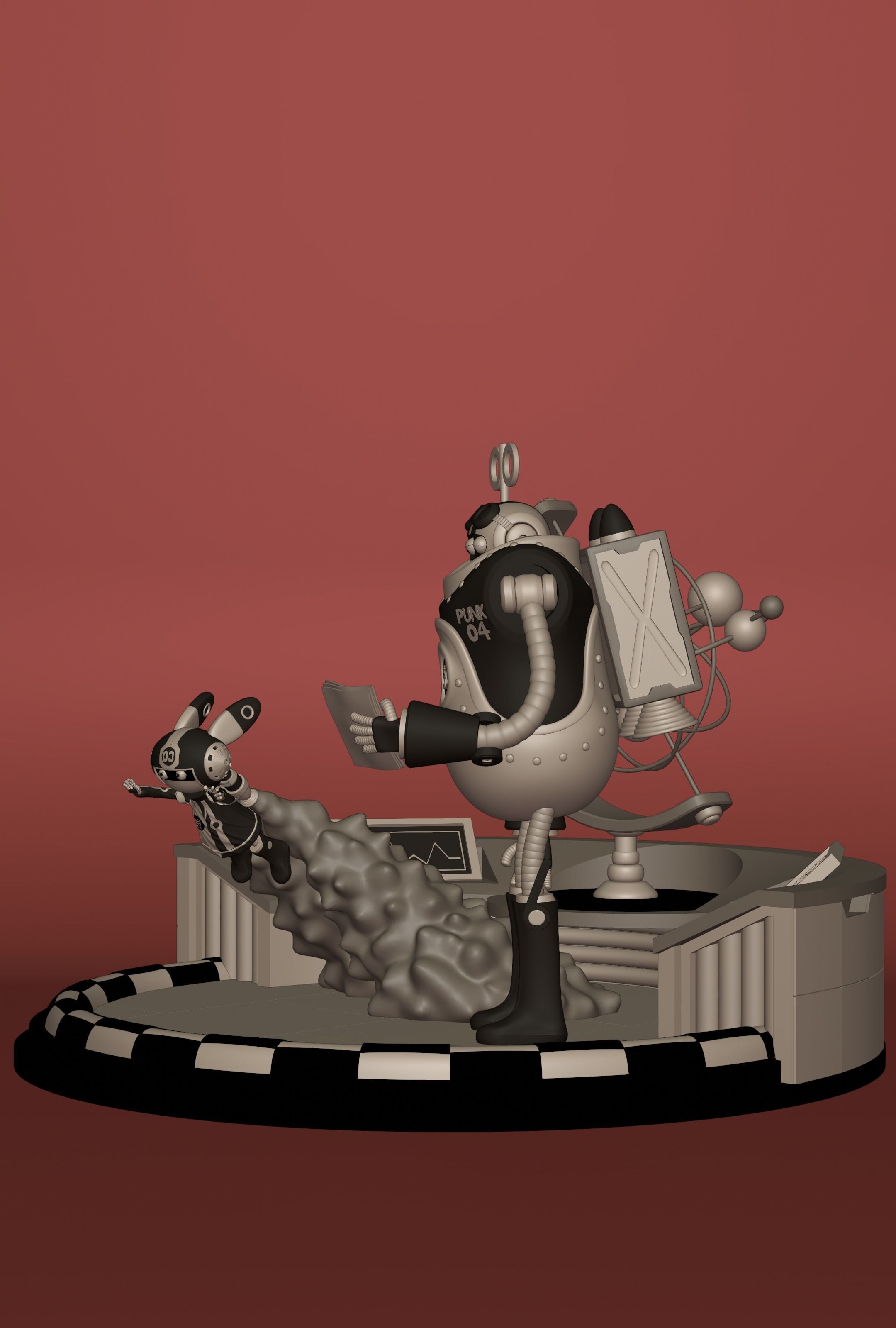 ONE PIECE VEGAPUNK PYTHAGORAS AND EDISON FIGURE SCULPT Low-poly 3D model_2