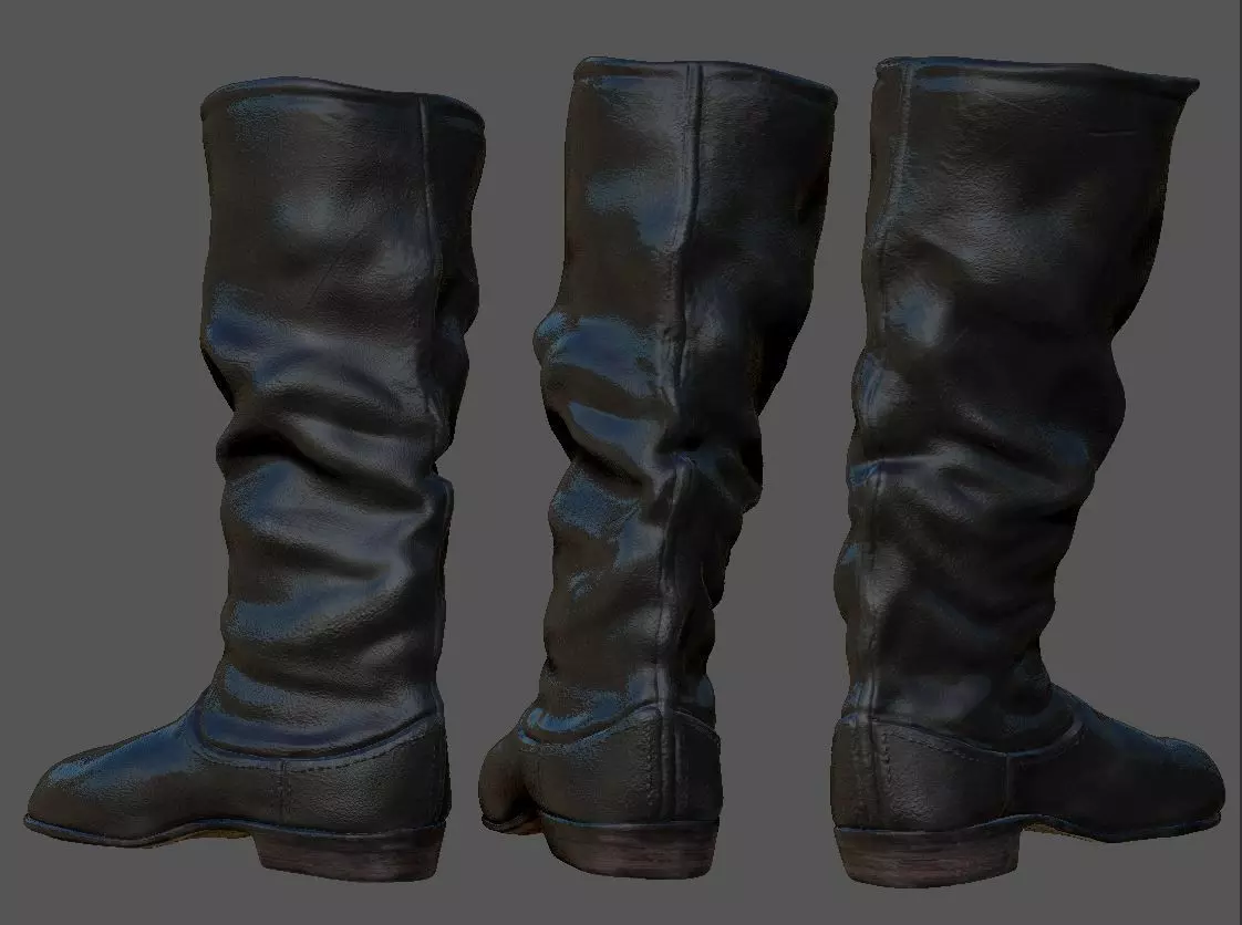 Army Leather Boots Low-poly 3D model_0