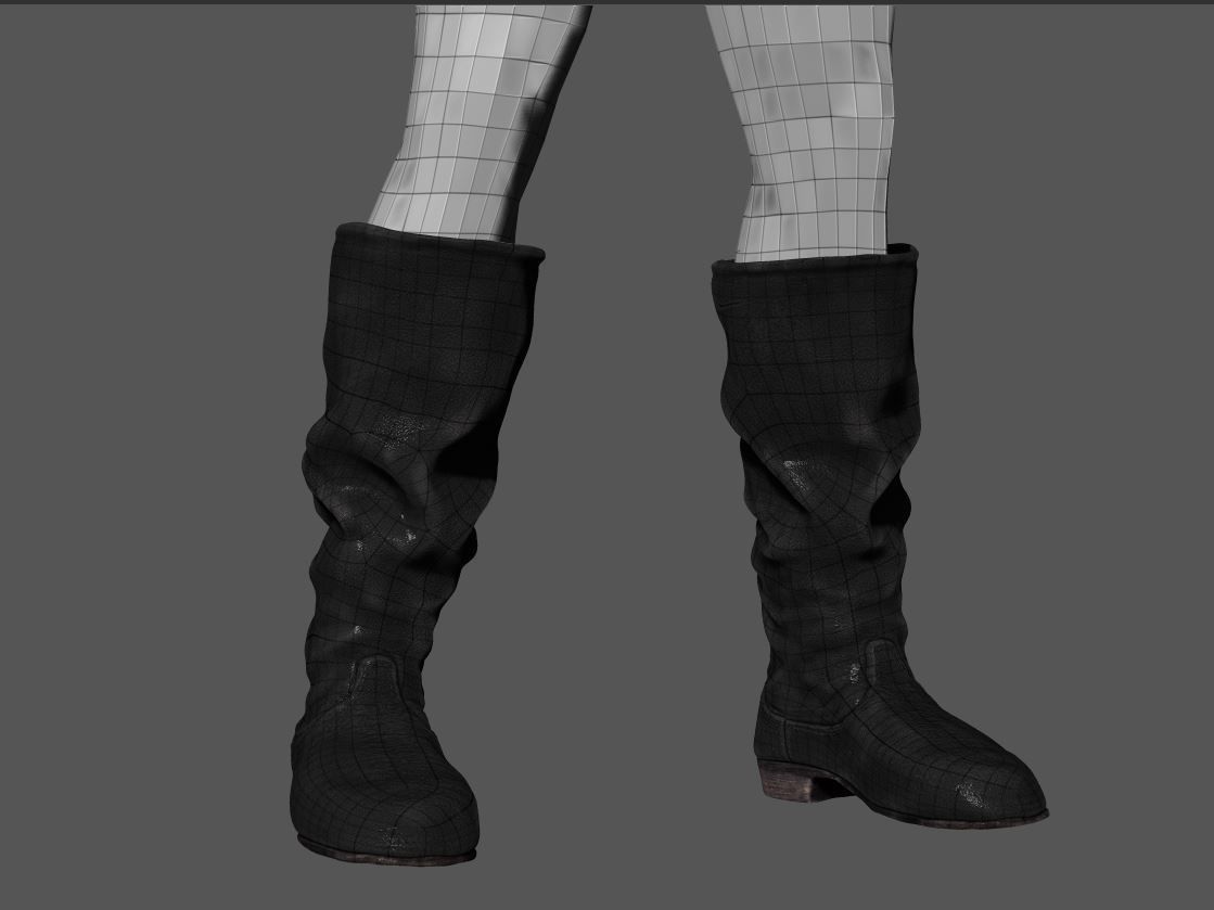 Army Leather Boots Low-poly 3D model_9
