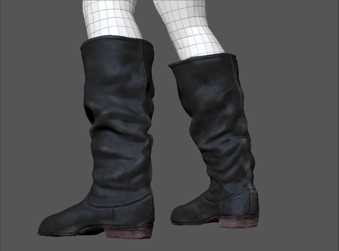 Army Leather Boots Low-poly 3D model_11
