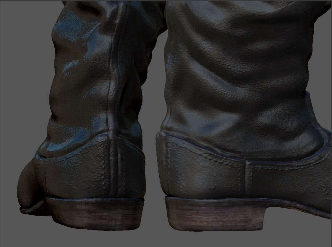Army Leather Boots Low-poly 3D model_5
