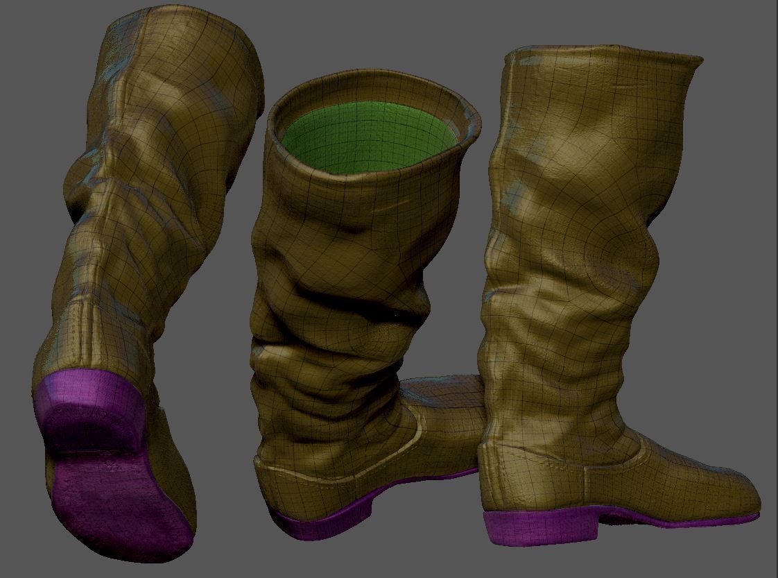 Army Leather Boots Low-poly 3D model_7