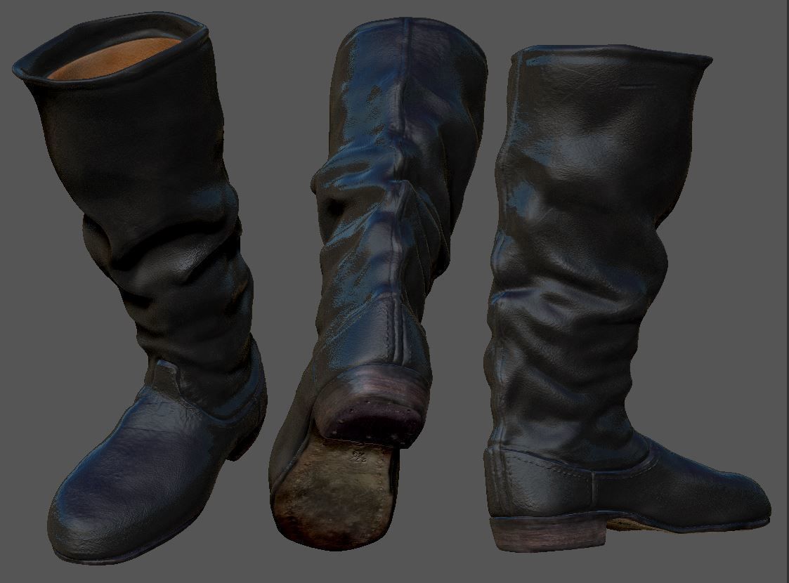 Army Leather Boots Low-poly 3D model_3