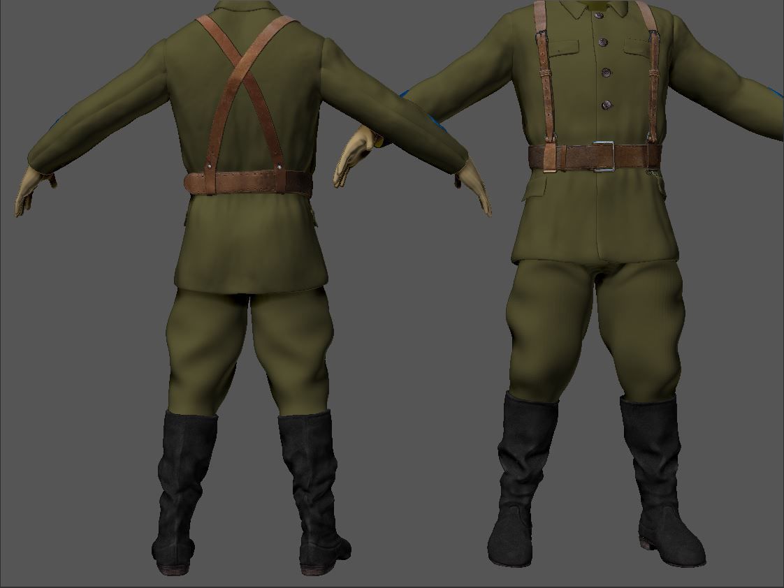 Army Leather Boots Low-poly 3D model_13