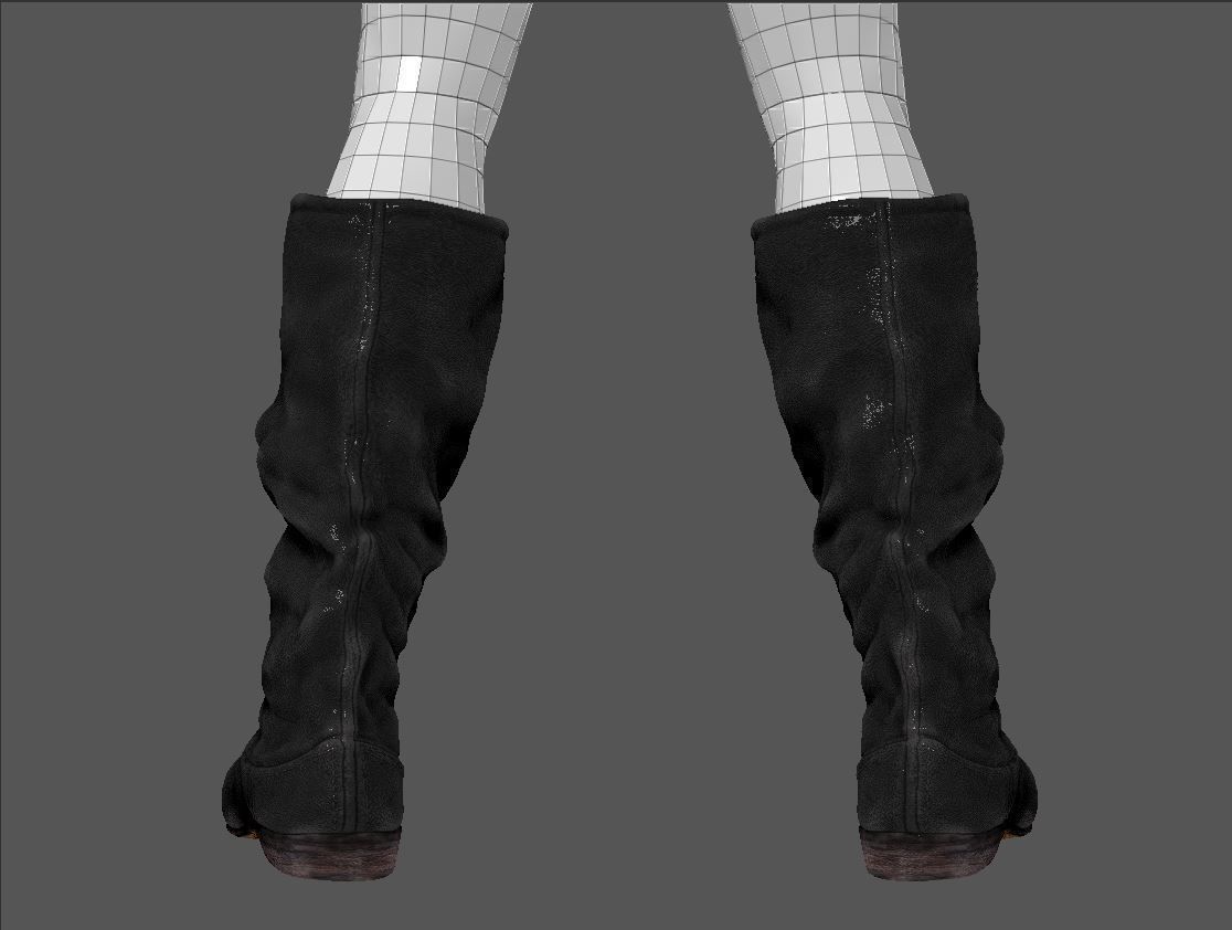 Army Leather Boots Low-poly 3D model_10